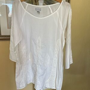 Boho Lilly Mason Cotton Tunic Top or Swimsuit Coverup, Size Large
